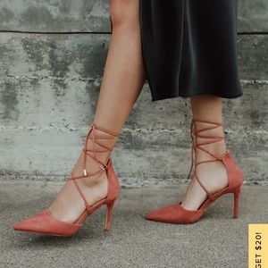 NIB - size 8 Lulus - Rusty Rose Suede Lace Up Heel